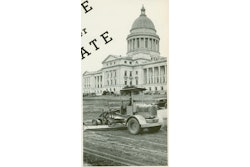 Being the world’s first integral motor grader, the Auto Patrol was marketed heavily to states for road maintenance. This image from a 1932 Caterpillar advertisement shows one at work behind the Arkansas State Capitol.