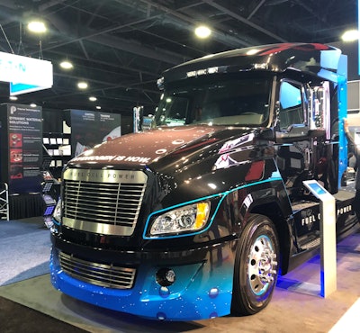 Cummins' new joint venture will develop hydrogen storage tanks for on-road vehicles similar to its demonstration truck displayed at NACV 2019.