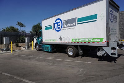 First Pilot Volvo Vnr Electric At Electric Charging Station At Tec Fontana Dealership