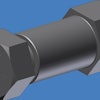 A prototype of the Multi Piece Fastener ForeverLok which features a central threaded fastener, a threaded intermediate fastener and a retaining fastener.