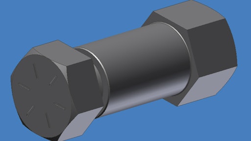 A prototype of the Multi Piece Fastener ForeverLok which features a central threaded fastener, a threaded intermediate fastener and a retaining fastener.
