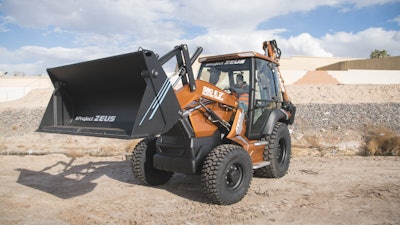 CASE's electric backhoe-loader is powered by a 480V, 90 kWh lithium-ion battery pack that can be charged by any 220V/three-phase connection.