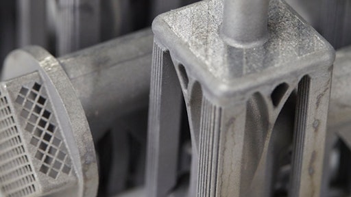 3D-printed latticed aluminum aerospace parts, which were produced with Laser Powder Bed Fusion on a Concept Laser M2 UP1 3D printer.
