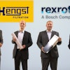 The signing of the purchase contract took place on July 16, 2020. From left to right: Christopher Heine, CEO Hengst; Uwe Thiedemann, Werkleiter Bosch Rexroth Filtration Ketsch; Volker Schiek, Senior Vice President Bosch Rexroth; Volker Plücker, Group Vice President Filtration for Industry & Environment Hengst.