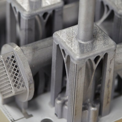 3D-printed latticed aluminum aerospace parts, which were produced with Laser Powder Bed Fusion on a Concept Laser M2 UP1 3D printer.