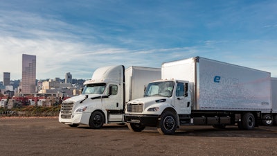The Freightliner eCascadia and medium-duty eM2 106 truck are undergoing customer trials.