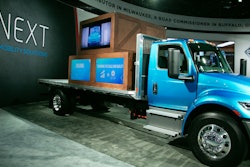 The prototype electric medium-duty International eMV Series was debuted at the 2019 NACV Show.