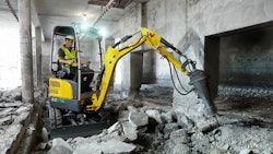 The Wacker Neuson battery-powered EZ17e mini excavator produces zero emissions.