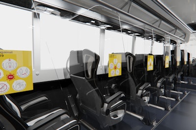 Each seat is encased in its own protective pod crafted from 3.5 mm (0.14 in.) thick clear plastic.