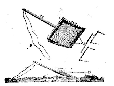 Etching of a mouldebart, the earliest known scraper.