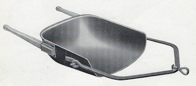 This Vulcan, one of at least five series offered by Sidney Steel Scraper Company, is a typical slip or drag scraper. Design differences among series included bowl strength and the design and mounting of the bail and handles.