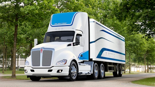 The Kenworth T680E has an estimated operating range of 150 mi., depending on application.