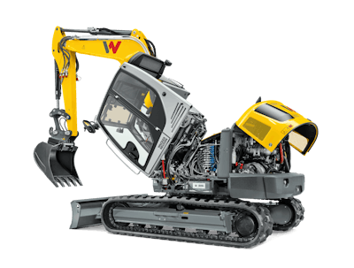 The entire cab of Wacker Neuson skid steers and CTLs is a modular unit that tips for service, floor and all.