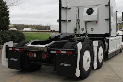 The FlowBelow Tractor AeroKit system is a complete aerodynamic system designed to reduce aerodynamic turbulence, which aid with fuel efficiency improvements.