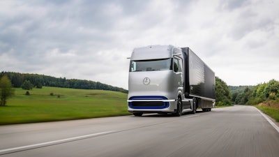 The Mercedes-Benz GenH2 Truck concept for a fuel cell powered long-haul vehicle.