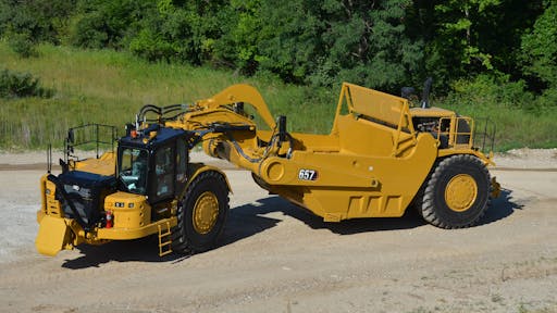 Cat 657 Wheel Tractor Scraper, Photo From High Perspective