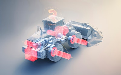 The Danfoss Editron electric wheel loader system features an EM-PMI375-T800 motor with a speed range of up to 4,000 rpm and uses synchronous reluctance assisted permanent magnet technology.