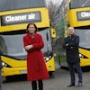Stephen Kent (Chief Executive Officer, Bus Éireann), Hildegarde Naughton TD (Minister of State at the Department of Transport, Tourism and Sport), Ray Coyne (Chief Executive Officer, Dublin Bus) and Anne Graham (Chief Executive Officer, National Transport Authority)
