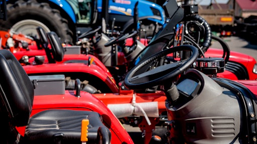 Rows Of Modern Tractors Industrial Details
