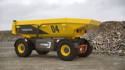 Volvo's TA-15 autonomous quarry hauler uses GNSS, lidar, radar and various sensors to autonomously navigate work sites.