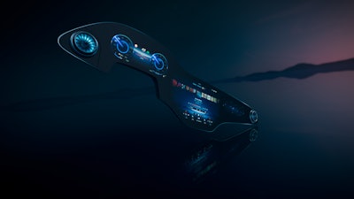 The new MBUX Hyperscreen consists of three seamlessly merged displays.