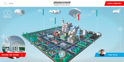 Bridgestone World is an interactive virtual city allowing users to explore the company's advanced solutions and data-driven mobility services.