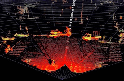 A lidar sensor gets precise measurements from every object its point cloud bounces off.