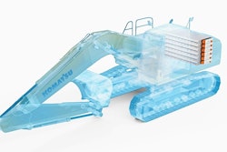 Concept image of the Komatsu electric excavator to be powered by Proterra batteries.
