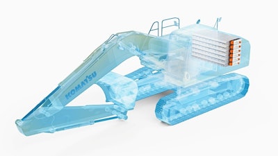 Concept image of the Komatsu electric excavator to be powered by Proterra batteries.