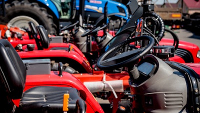 Rows Of Modern Tractors Industrial Details