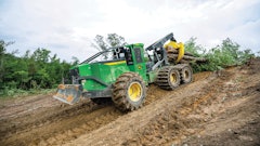 The new John Deere new six-wheel 768-II Bogie Skidder.