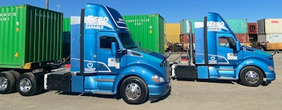 A generator powered by a near-zero emissions natural gas engine recharges the T680's batteries while driving.