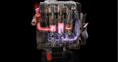 A cutaway of an Achates opposed-piston engine, and not representative of the engine currently under development as part of the DOE award.