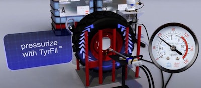 TyrFil can be pumped into any pneumatic tire to replace all of the air with a resilient, synthetic elastomer core that eliminates flats and offers super shock absorption.