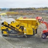 A Goldoni tractor feeding the Keestrack K3 scalper.