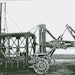 Kilgore Machine Company built the first all-hydraulic excavator, known as the Direct Acting excavator, which was also offered in a 1-1/4 yard traction version for use off railroad tracks.