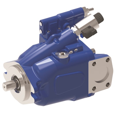 Advanced pumps, like Eaton's X20 pump with electronic displacement control shown here, can help electric machines better manage power consumption through configurable operation modes and other software solutions.