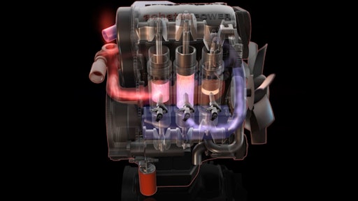 An illustration of Achates Power's opposed-piston engine design.