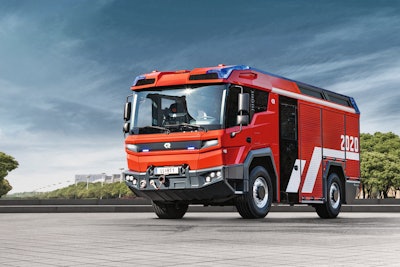 A new vehicle architecture was developed for the Rosenbauer RT electric fire truck.