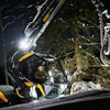 The Future Cab on PONSSE's new generation Scorpion forestry harvester provides enhanced visibility.