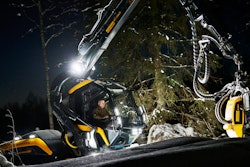 The Future Cab on PONSSE's new generation Scorpion forestry harvester provides enhanced visibility.