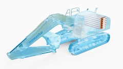 A concept image of a Komatsu electric excavator that will be powered by Proterra batteries.