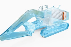 A concept image of a Komatsu electric excavator that will be powered by Proterra batteries.