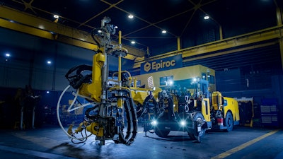 Epiroc's Boltec M Battery rig features an onboard charger which allows battery recharging during drilling operations.