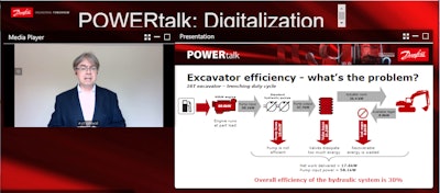 Niall Caldwell explained the many inefficiencies of current excavator hydraulics systems during Danfoss' POWERtalk event.