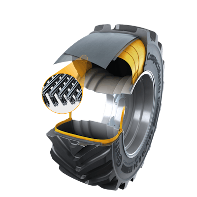 The CompactMaster AG features a Turtle Shield tread layer and twisted steel belt to ensure durability.