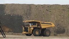 A Komatsu autonomous haul truck in operation at its test facility in Arizona.