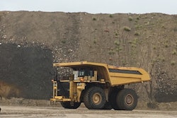 A Komatsu autonomous haul truck in operation at its test facility in Arizona.