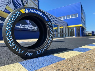 Michelin has developed a racing tire incorporating 46% sustainable materials.