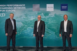 The CEOs of three major truck OEMs have formed a collaboration to install and operate charging infrastructure in Europe. From the left: Martin Daum, CEO Daimler Truck; Matthias Gründler, CEO TRATON GROUP; Martin Lundstedt, President and CEO Volvo Group